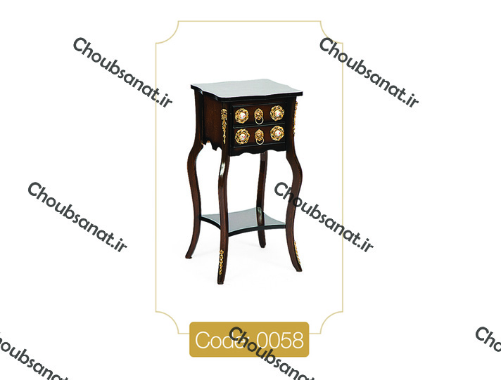 میز تلفن مدل 0058 نگین چوب صفحه MDF پایه چوب رنگی